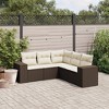 vidaXL 5 Piece Patio Sofa Set with Cushions - Brown and Cream Without Table - 2 of 4
