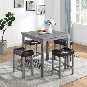 LOVMOR Farmhouse Counter Height Dining Table Set, Bar Table and Chairs Set for Living Room, Dining Room - 1 of 4