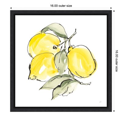 Lemons III Light Yellow and Green Canvas Wall Art Print