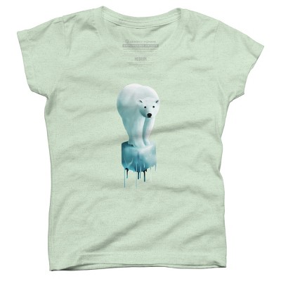 Girl's Design By Humans Polar Bear: Global warming By asitha T-Shirt