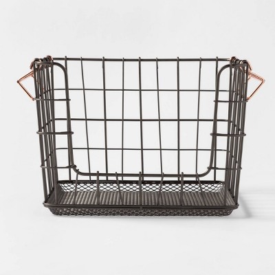 Wire Stackable Basket with Copper Handle Pewter - Threshold™
