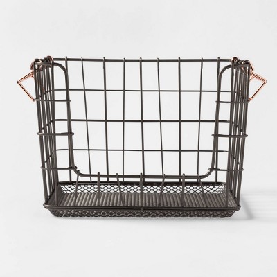 Photo 1 of 11" Wire Stackable Basket with Copper Handle Pewter - Threshold