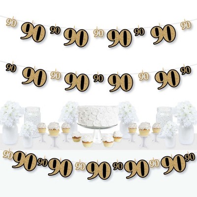 Big Dot of Happiness Adult 90th Birthday - Gold - Birthday Party DIY Decorations - Clothespin Garland Banner - 44 Pieces