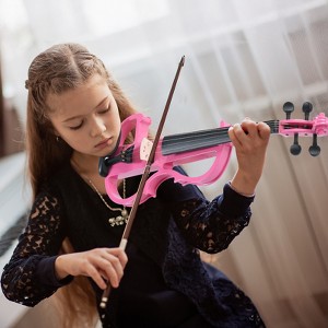 TopComfy 4/4 Bunnel Edge Silent Violin Set with Case Bow Rosin Headphone Connecting Line for Kids Adult Musicians, Pink, 31.89"*11.02"*5.51" - 1 of 4