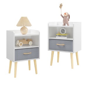 Gulches White 2-Piece Nightstand Set ¨C 2-Tier Storage with Collapsible Fabric Drawers - 1 of 4