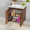 APRILSOUL Bathroom Vanity, Mid-Century Wall Mounted Floating Cabinet with 2 Closing Doors, Wood Grain Texture, Walnut - 4 of 4