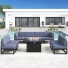 LayinSun 9-Piece Large Outdoor Modular L-Shaped Sectional Set with Propane Fire Pit Table - 2 of 4
