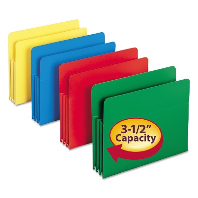 Smead Exp File Pockets Straight Tab Poly Letter Assorted 4/Box 73500