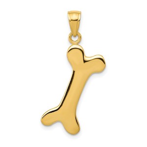 Black Bow Jewelry 14k Yellow Gold Large Polished Dog Bone Pendant - 1 of 4