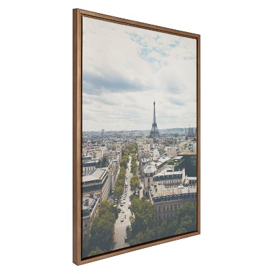 Large Gold Framed Parisian Cityscape Canvas Wall Art
