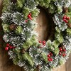 Artificial Christmas Wreath 24 Inch Snow-Dusted with Pinecones & Red ...