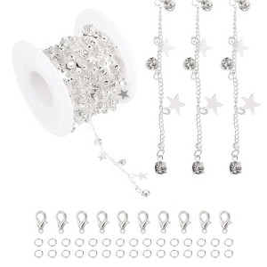 Unique Bargains Copper Jewelry Making Lobster Clap Star Rhinestone Chain 16.4ft 1 Roll - 1 of 4