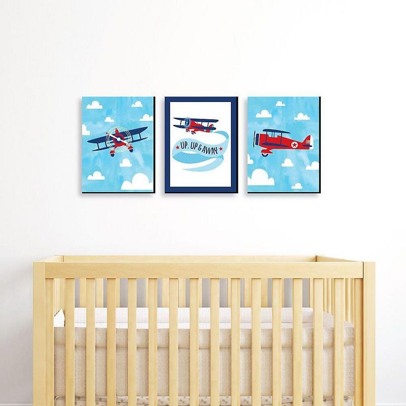 Big Dot of Happiness Taking Flight - Airplane - Vintage Plane Baby Boy Wall Art and Kids Room Decor - Gift Ideas - 7.5 x 10 inches - Set of 3 Prints, 2 of 8