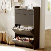 Narrow Shoe Storage Cabinet with 3 Flip Drawers & 2 Top Drawers – Farmhouse Fluted Wooden Shoe Organizer for Entryway, Hallway - 3 of 4