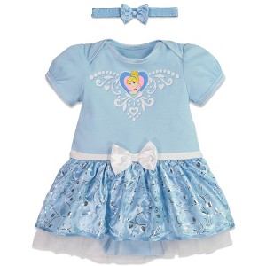 Disney Princess Cinderella Ariel Belle Snow White Girls Cosplay Dress and Headband Newborn to Infant  - 1 of 4