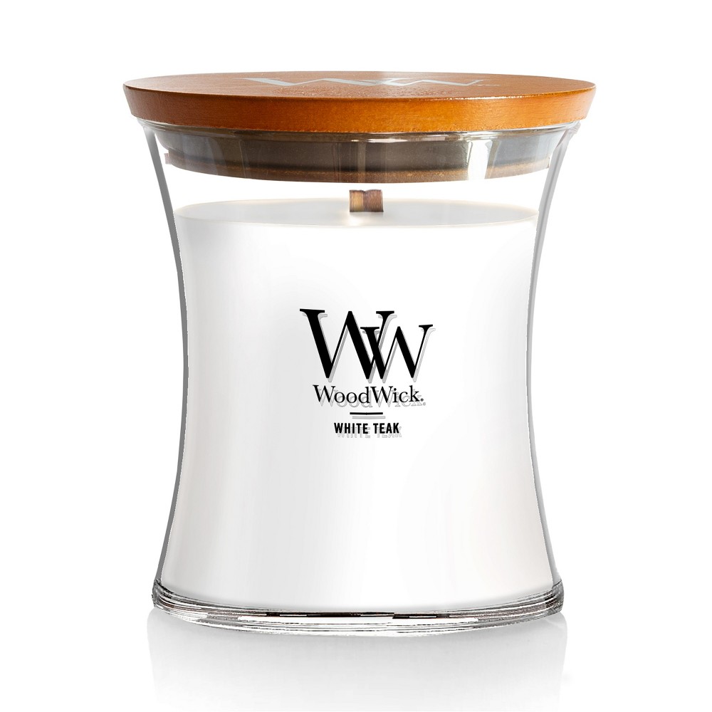 Photos - Other Decoration WoodWick Medium Hourglass White Teak Jar Candle 9.7oz 
