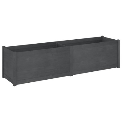 vidaXL Large Garden Planter Rectangular Outdoor Solid Pinewood 78.7"x19.7"x19.7" - Durable & Weather-Resistant Gray Flower Box