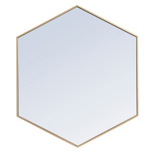 Elegant Lighting Metal frame hexagon mirror 41 inch in Brass - 1 of 4