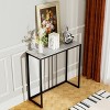 Non-porous Glossy Sintered Stone Console Table Hallway Storage Table Black Frame - 2 of 4
