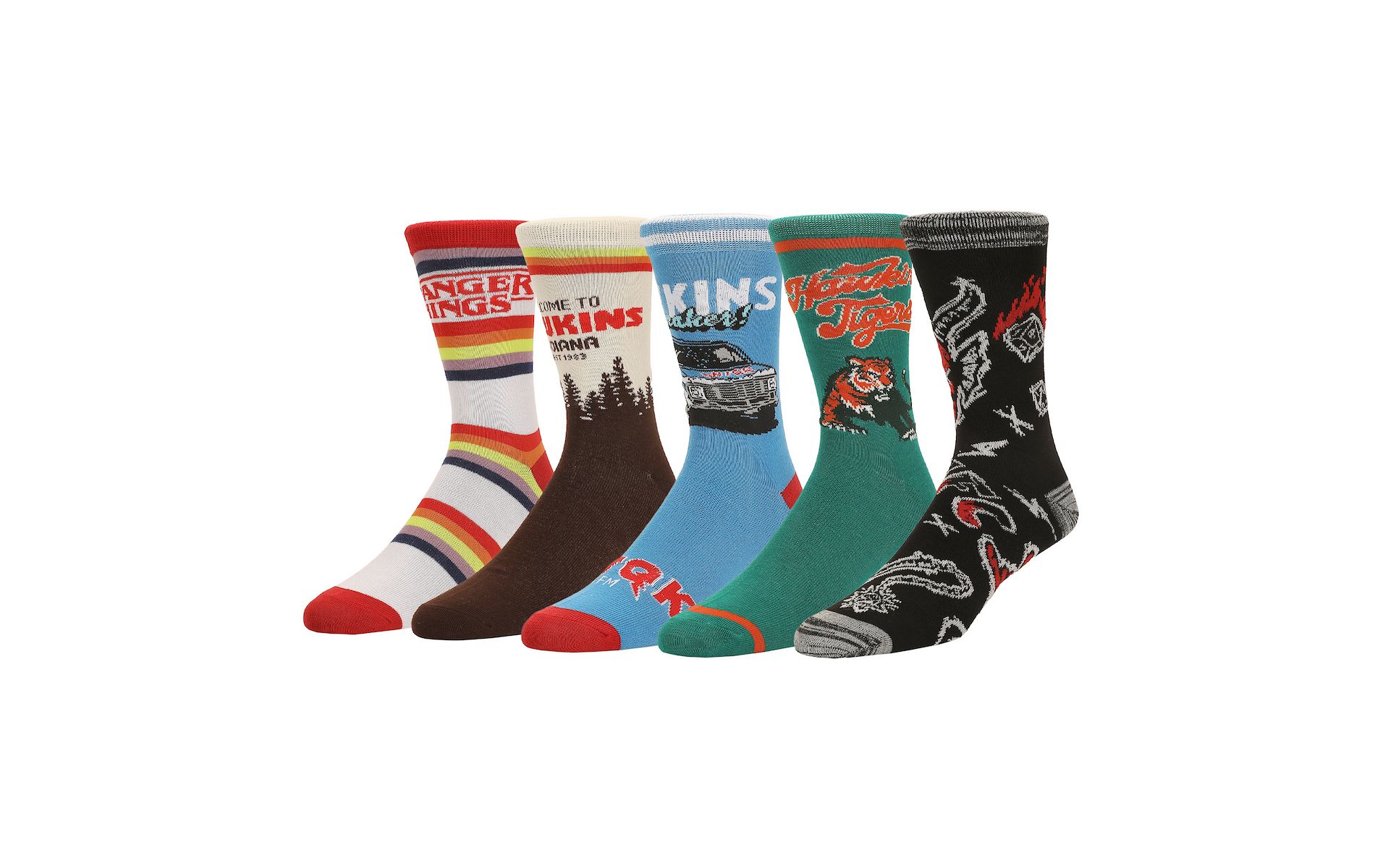 Stranger Things Logo, Icon Colorful Mens Casual Crew 5 Pack