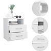 NicBex Nightstand with 2 Drawers,Bedside Table with Wood Frame and Metal Handles,Modern Side Table for Bedroom,Living Room,White/Black/Brown - 4 of 4
