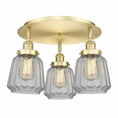 Chatham - 3 Light Flush Mount In Art Deco Style-8 Inches Tall and 18.25 Inches Wide