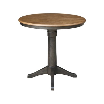 50.8" Round Extendable Wood Counter Height Table in Hickory