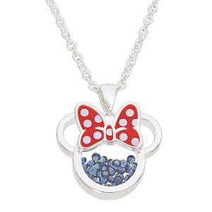 Disney Minnie Mouse Womens Silver Plated Birthstone Shaker Necklace, 18+2" - 1 of 4