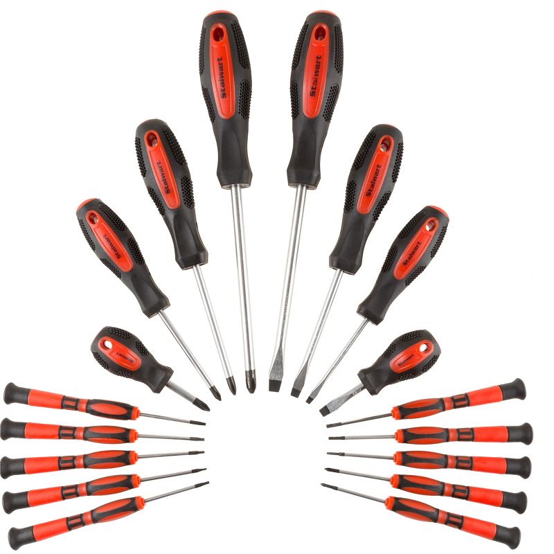 Fleming Supply Precision Screwdriver Set with Wall-Mounted Organizer – 18 Pieces, Red and Black, 4 of 7