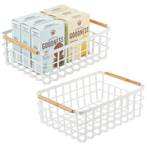 Mdesign Metal Kitchen Wide Under Shelf Basket, 2 Pack, Matte White/natural  : Target