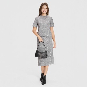 Women's Short Sleeve Slim Fit Sequin T-Shirt - A New Day™ - 1 of 2