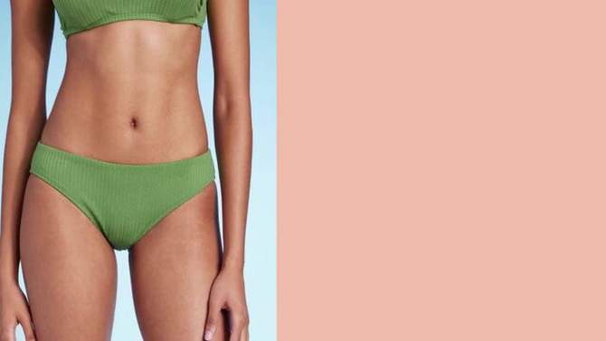Women's Ribbed Hipster Bikini Bottom - Shade & Shore™ Green, 2 of 7, play video