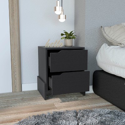 Grungis Modren Nightstand with 2 Drawers,Engineered Wood Bedside Table with Stylish Base for Bedroom,Living Room