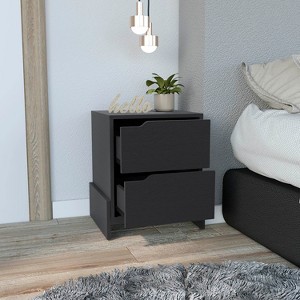 Grungis Modren Nightstand with 2 Drawers,Engineered Wood Bedside Table with Stylish Base for Bedroom,Living Room - 1 of 4
