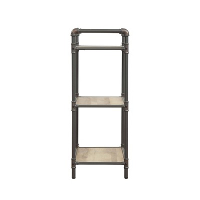 Itzel 26" Antique Oak and Sandy Gray Industrial Bookshelf