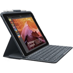 Logitech SLIM FOLIO Keyboard/Cover Case (Folio) Apple Pencil, iPad (2018), iPad (2017) - Black - 1 of 4