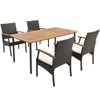Tangkula 5PCS Wicker Dining Set Cushion Acacia Wood Armchairs Table w/ Umbrella Hole Patio - 2 of 4