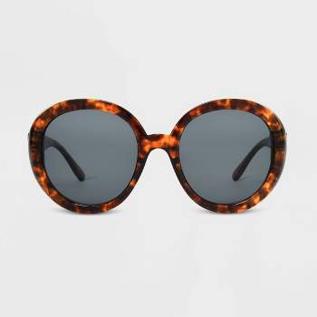 Women's Shiny Plastic Round Brown Lens Sunglasses - Universal Thread™ Brown/Tortoise Print