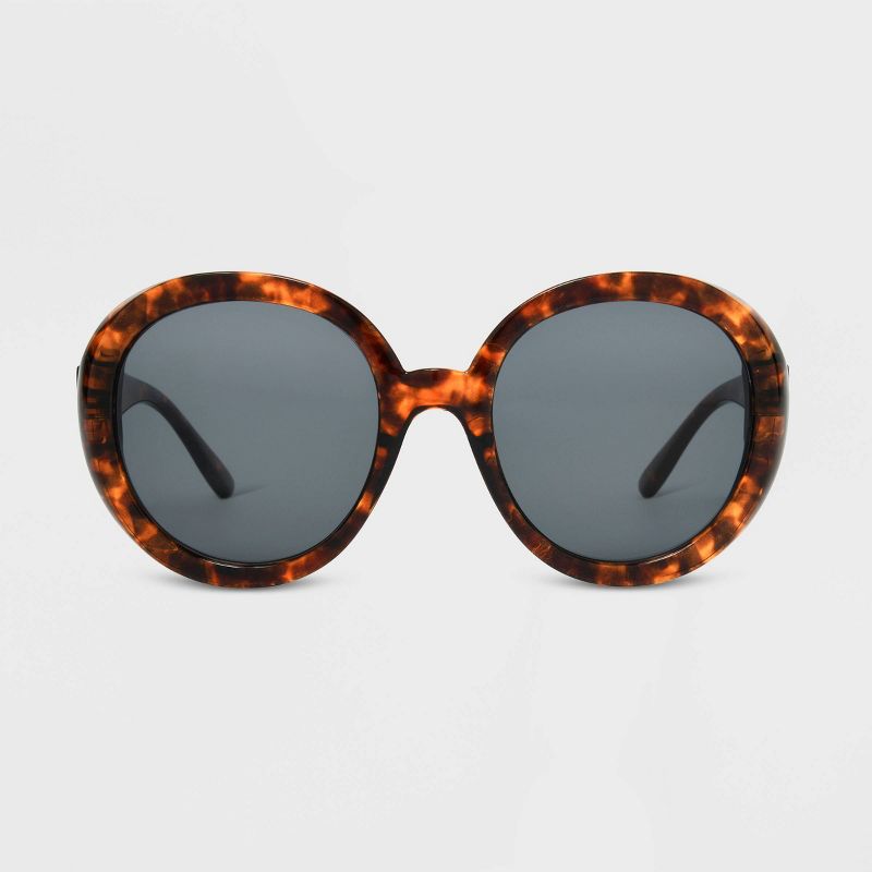 Women&#39;s Shiny Plastic Round Brown Lens Sunglasses - Universal Thread&#8482; Brown/Tortoise Print, 1 of 5