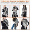 NPolar"Women's Winter Warm Plaid Scarf 74.8x25.6in, Extra Thick Knitted Shawl, Blanket Wrap Cape"Grey - 4 of 4