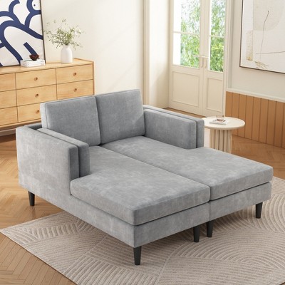 53.5" x 60.6" Chenille Modern Chaise Lounge Sofa with Generous Seating Area, Flexible Layout and Grey Color