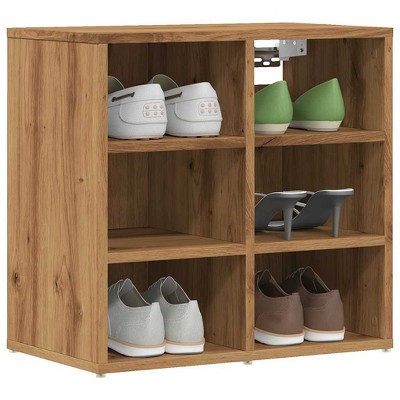 CLIHOME 6-Pair Wall Mounted Shoe Cabinet, Wooden EntrywayShoe Storage Organizer