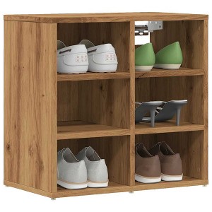 CLIHOME 6-Pair Wall Mounted Shoe Cabinet, Wooden EntrywayShoe Storage Organizer - 1 of 4