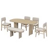 6-Piece Dining Set for 6 ,Oval 65" Dining Table with Upholstered Dining Chairs and Dining Bench for Dining Room, Living Room-Tanpinhause - 2 of 4