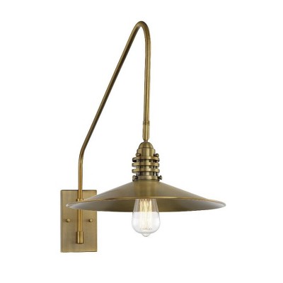 Wheaton Warm Brass and Black Dimmable Wall Sconce