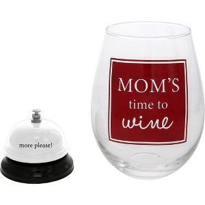 Pavilion Gift Company - Mom's Time - 30 oz Glass & Bell Set - Drinkware - 1 of 4