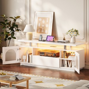 TV Stand for 65 Inch TV, Modern Entertainment Center with Power Outlets and LED Lights, Media Console with Large Drawer and Adjustable Shelves - 1 of 4