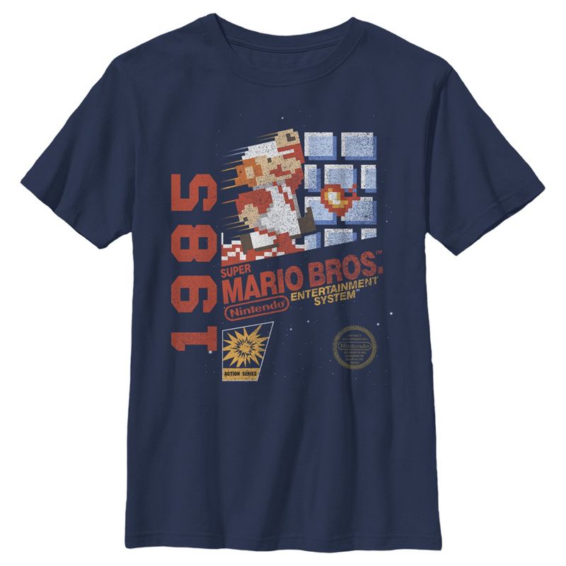 Boy's Nintendo Super Mario Bros 1985 Box Art T-Shirt, 1 of 5