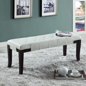 PAGED 48" Ottoman Bench, Modern Wooden Dining Bench with Turned Legs, Upholstered End of Bed Footrest for Living Room, Bedroom, Entryway - 1 of 4