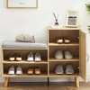 2-in-1 Shoe Storage Bench – 5-Tier Organizer with Rattan Doors & Cushioned Seat – Entryway Solution w/ Easy Assembly (41.34"L) - 4 of 4